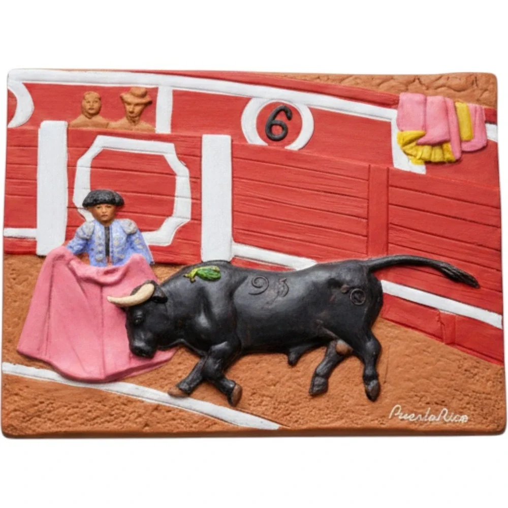 Ceramica Maruiz Spanish Bullfight Terracotta Wall Plaque Matador Bull Art 553